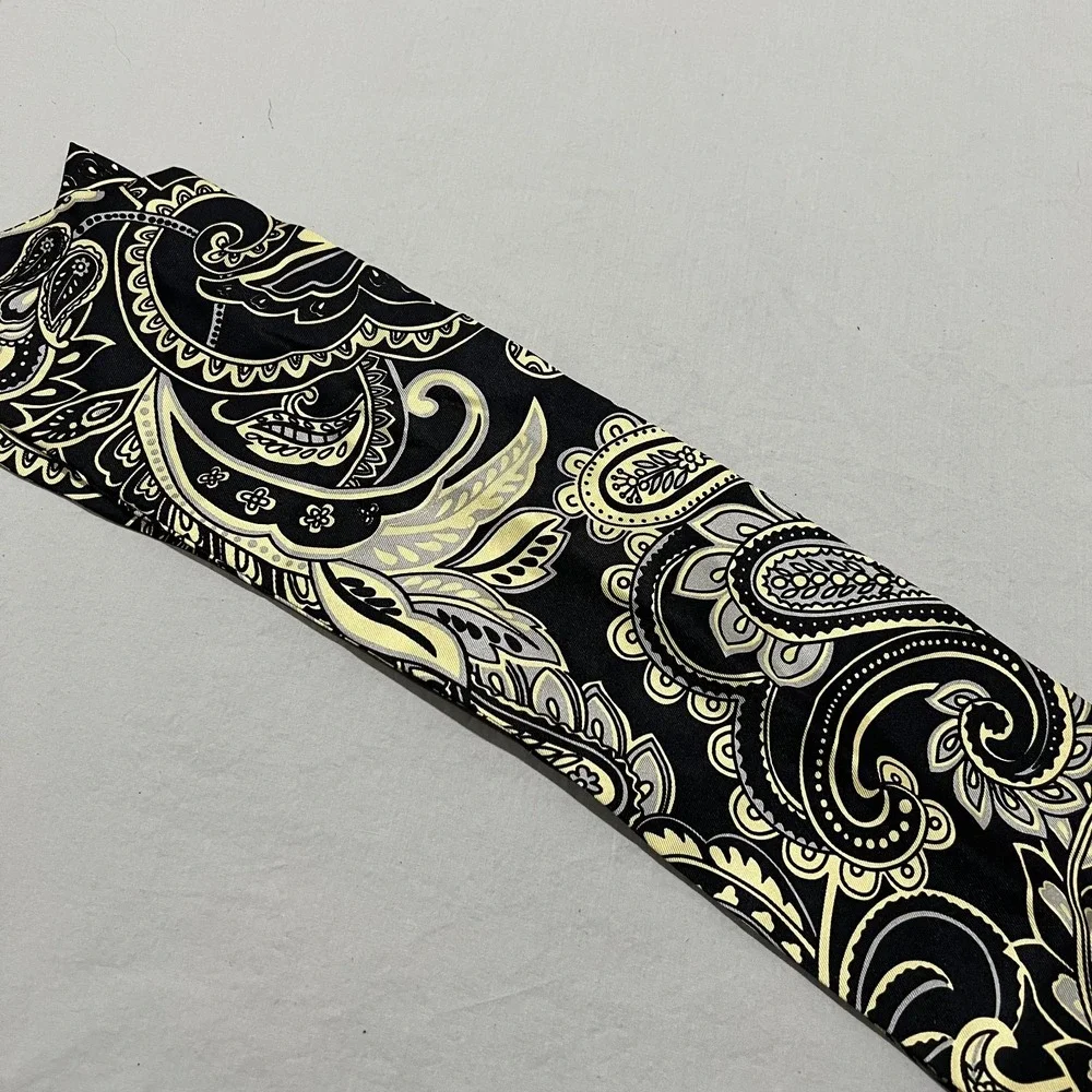 J.McLaughlin Womens Black Cream White Paisley Classic Silk Neck Scarf Cravat